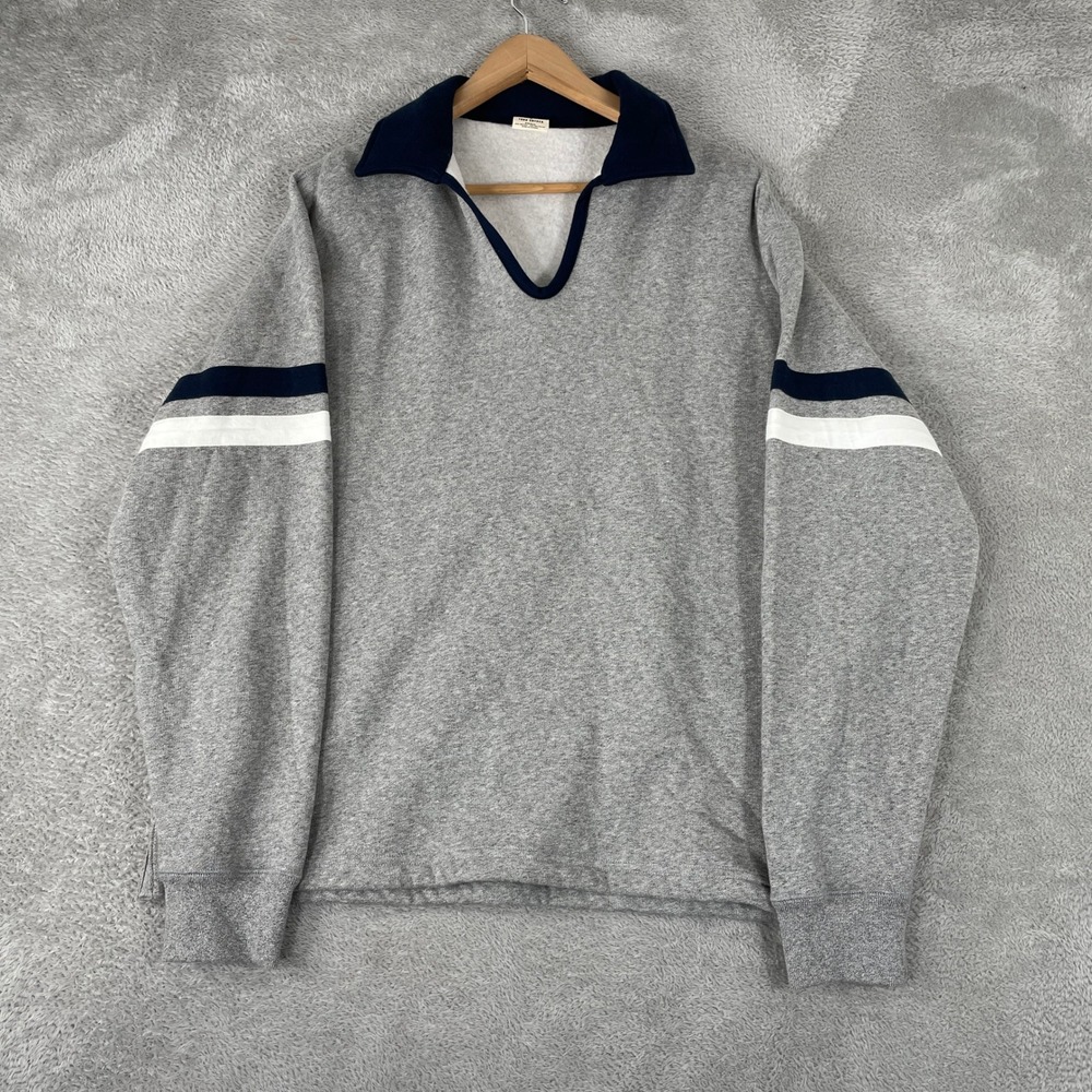 Champion x Todd Snyder Sweatshirt Mens Small Gray Stripe Fleece Polo Pullover